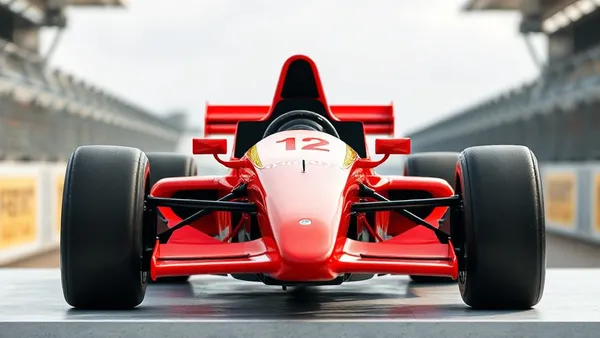 Carro de Fórmula 2 no pódio ao lado de um monoposto de Fórmula 1