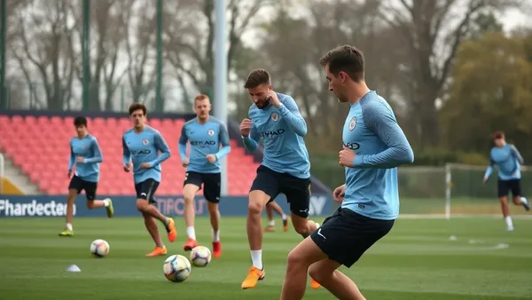 Jogador de futebol treinando passe curto em campo de treinamento profissional