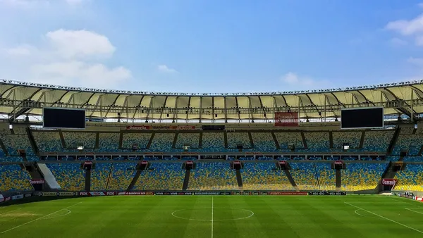 Estádio do Santos FC em dia de jogo pela Conmebol Sul-Americana