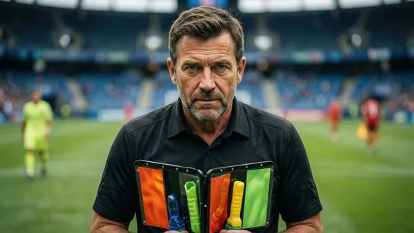 Jogador de futebol saindo de campo enquanto o companheiro reserva entra durante uma substituição