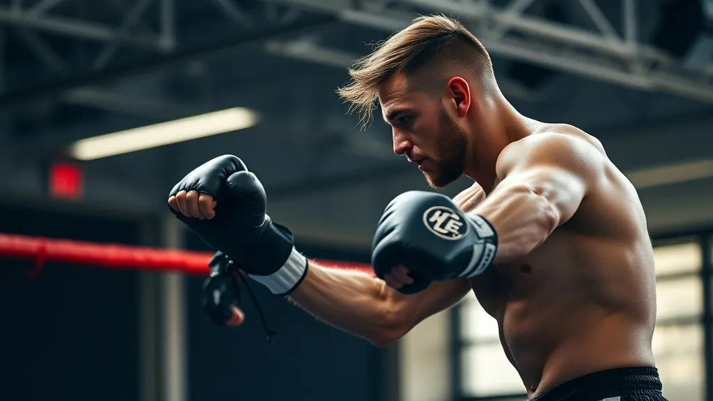 Lutador de MMA em treino intenso de condicionamento físico com luvas e corda