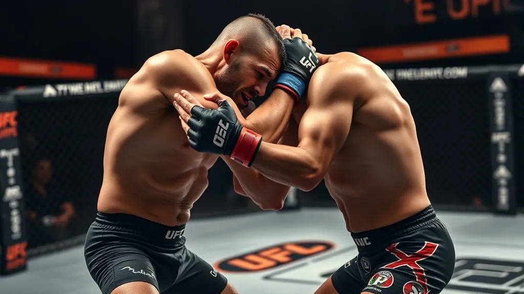 MMA clinch fighting UFC octagon