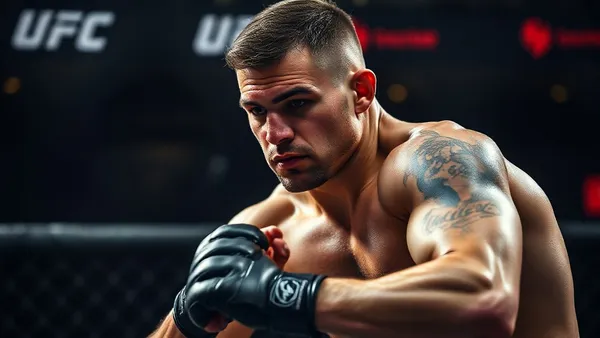 Octógono do UFC iluminado antes do início de um card de fight night
