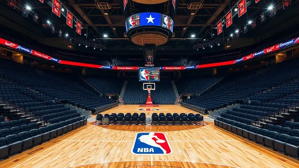 Quadra de basquete NBA vazia representando a estrutura de contratos da liga