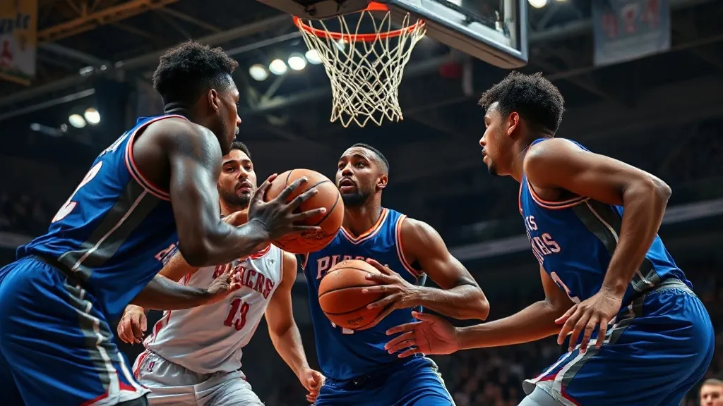 basketball defense players guarding paint key