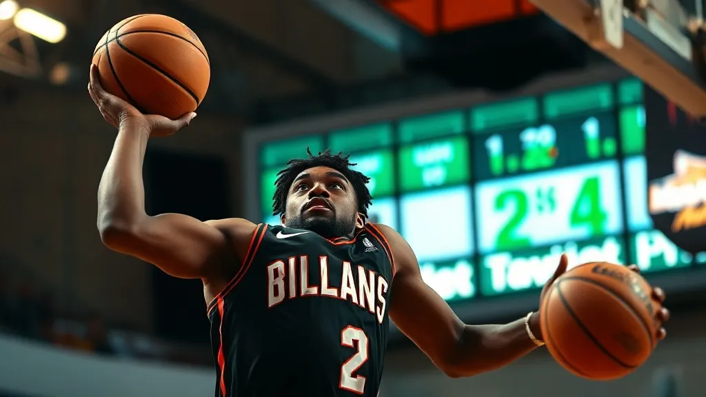 Ilustração de jogador de basquete em quadra da NBA, cena representando a pré-temporada 2026-27