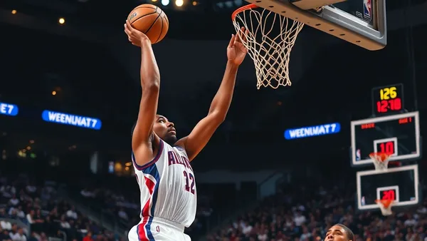 NBA basketball player scoring layup offense NBA game arena crowd