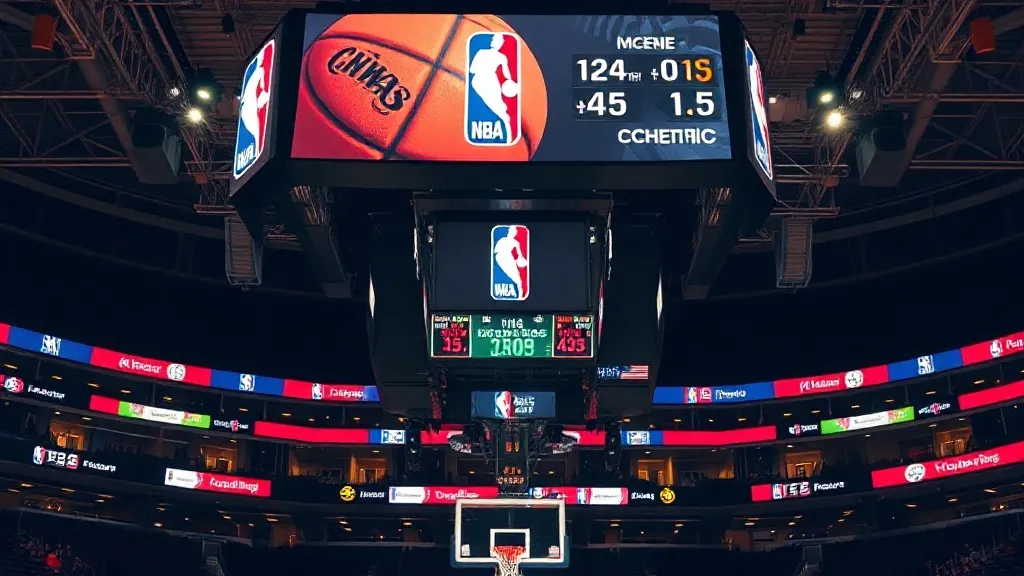 Quadra de basquete NBA vazia representando a estrutura financeira da liga