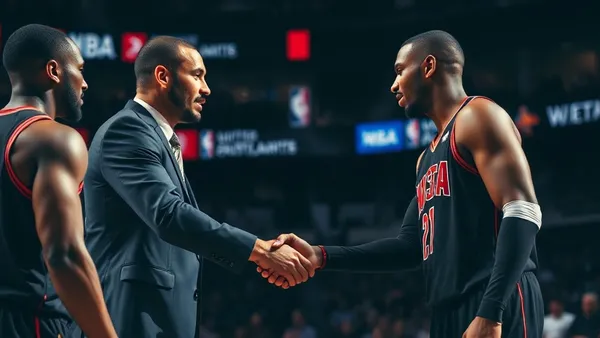 NBA basketball trade deal handshake players exchange
