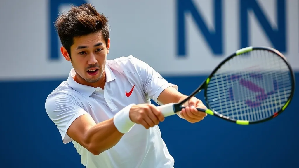 Tenista concentrado durante troca de bola em quadra dura de torneio ATP
